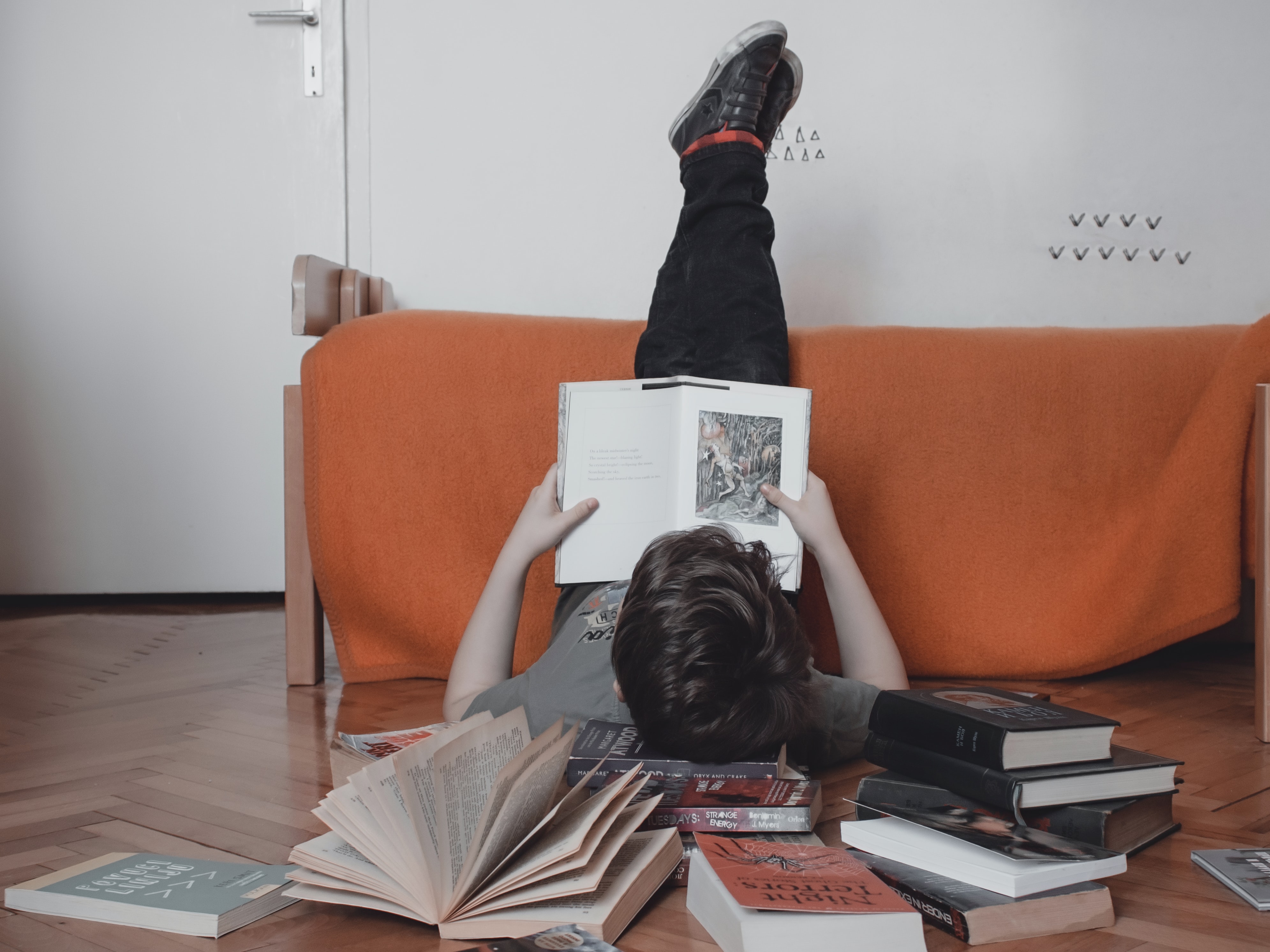 Person reading on the floor