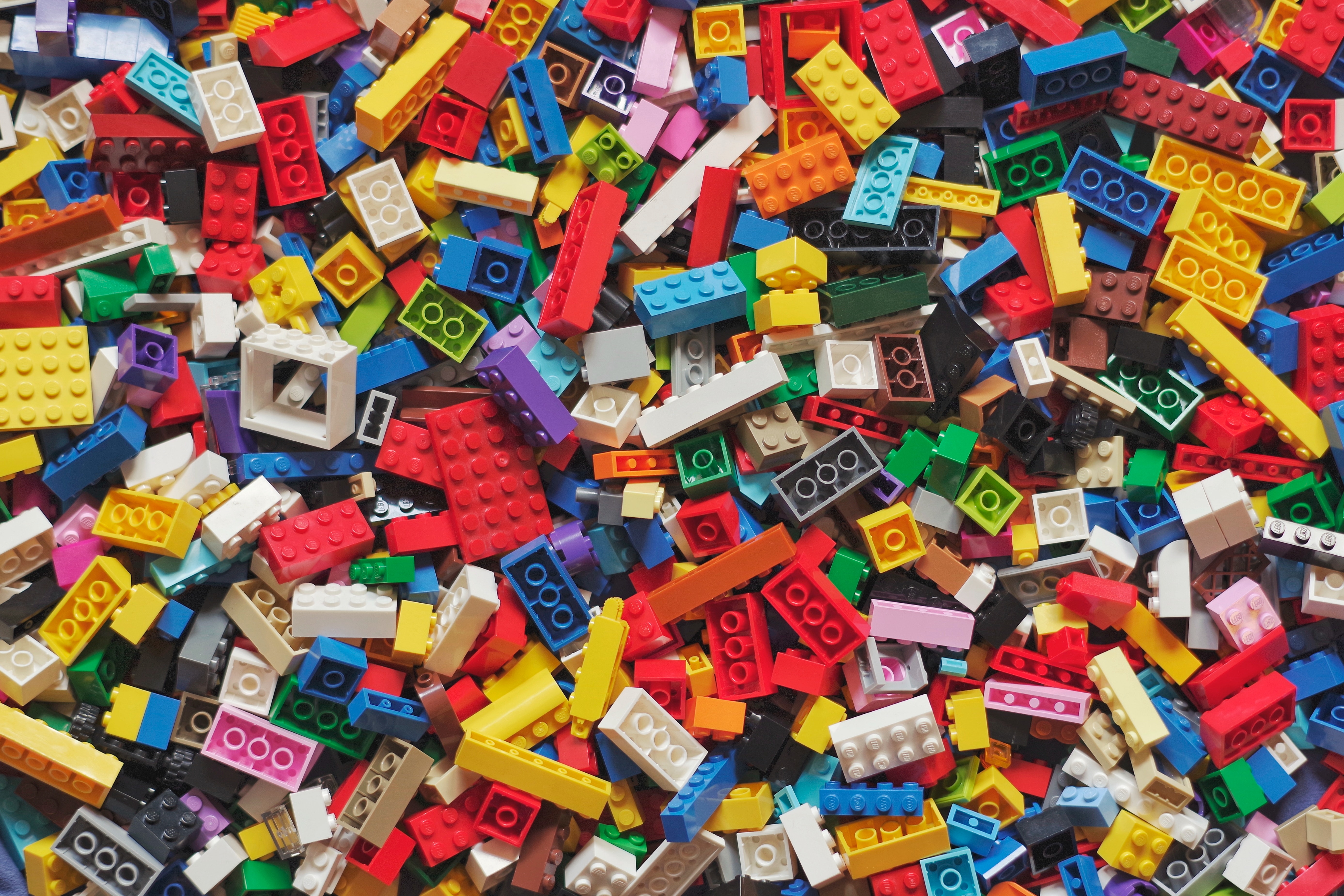 Scattered LEGO pieces